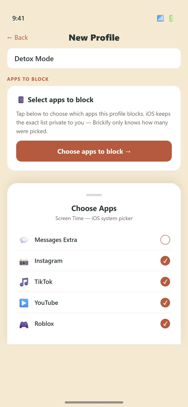 Choosing which apps are allowed in a profile